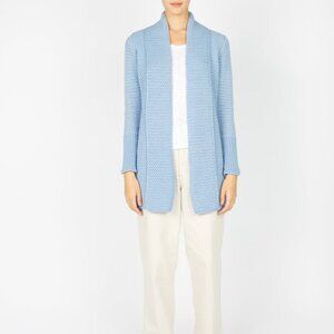 Irelandseye 100% Virgin Wool Chunky Knit Pale Blue Cardigan Size Small EUC